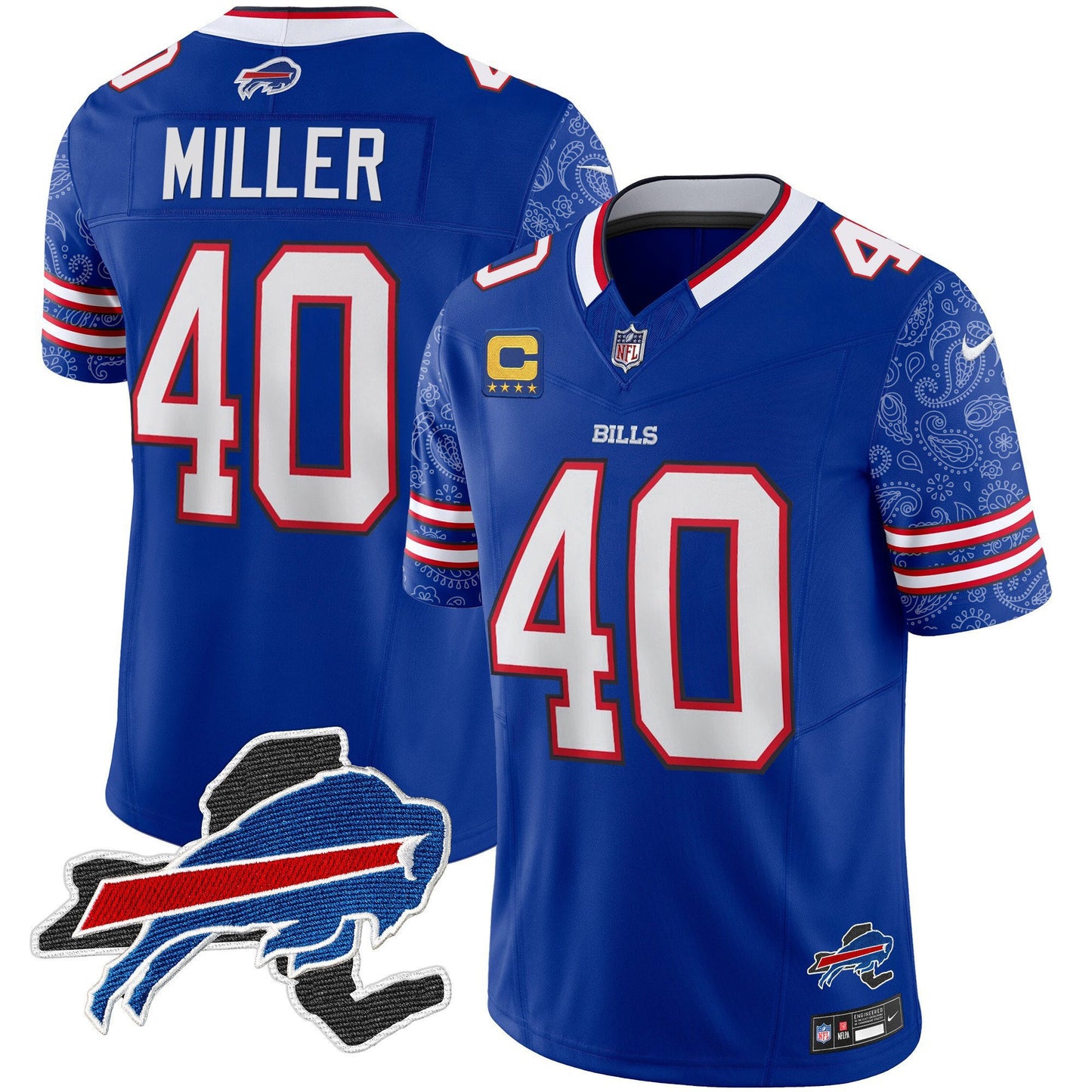 Men's Bills New York Patch Vapor Limited Jersey V2 - All Stitched