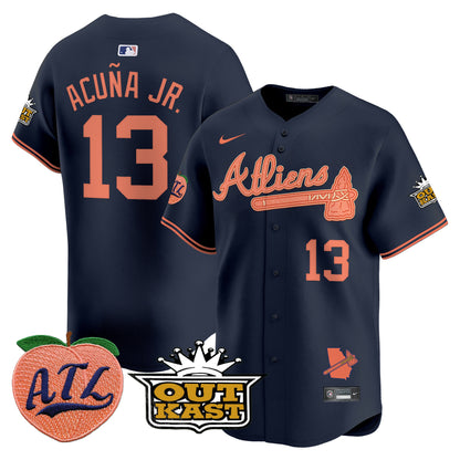 Men's Atlanta Braves Atliens & Peach Vapor Premier Limited Jersey - All Stitched
