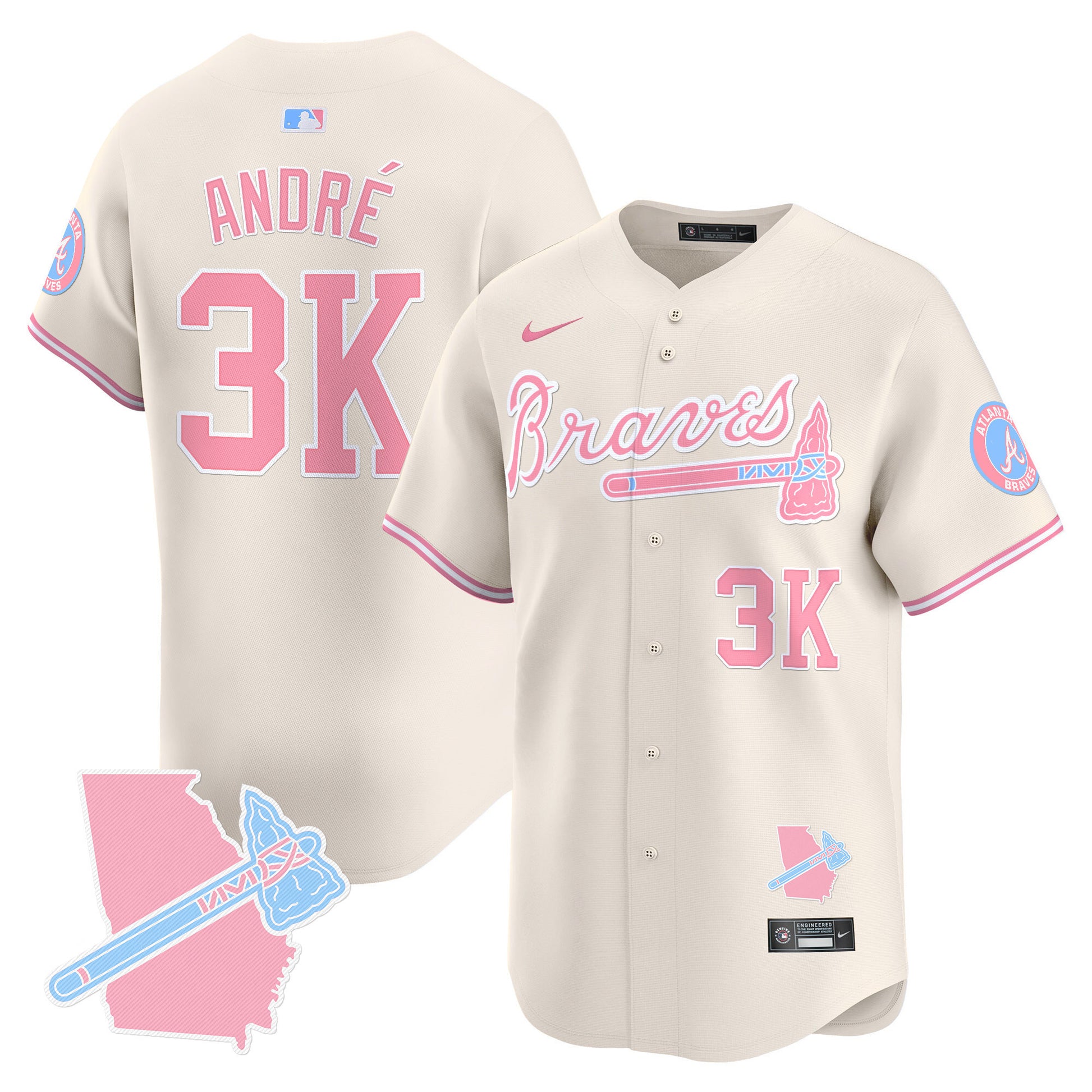 Unisex Atlanta Braves Bubblegum Pink Vapor Premier Limited Jersey - All Stitched