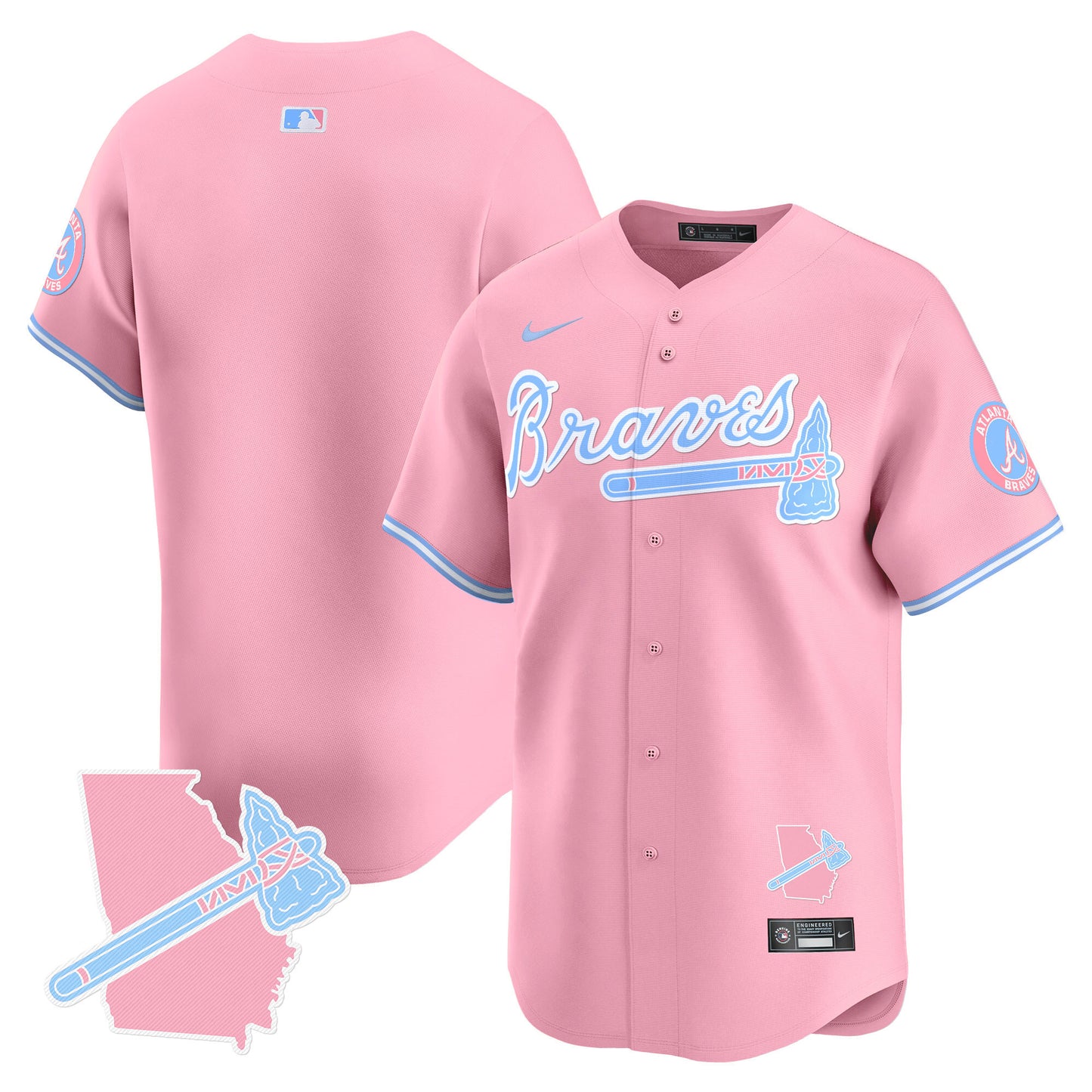 Unisex Atlanta Braves Bubblegum Pink Vapor Premier Limited Jersey - All Stitched