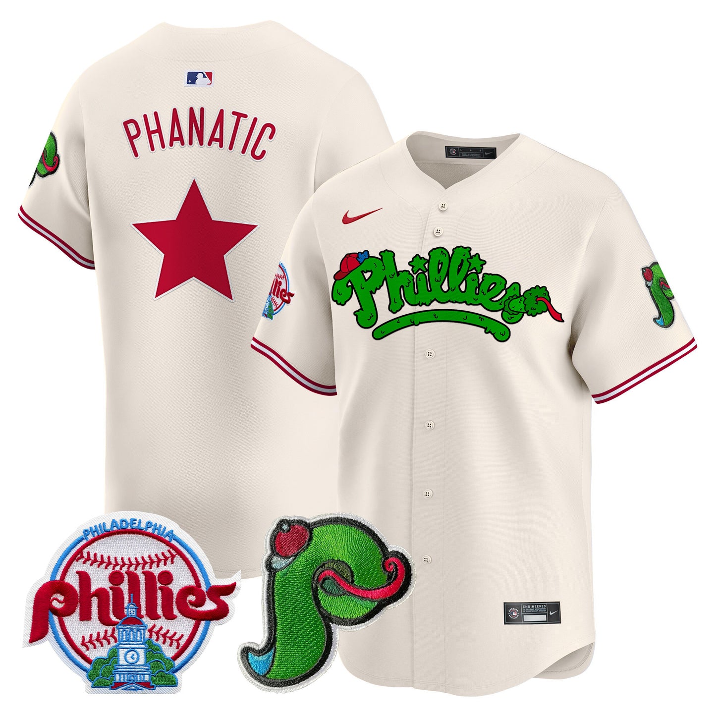 Men's Phillies Phanatic Patch Vapor Premier Limited Jersey V4 - All Stitched