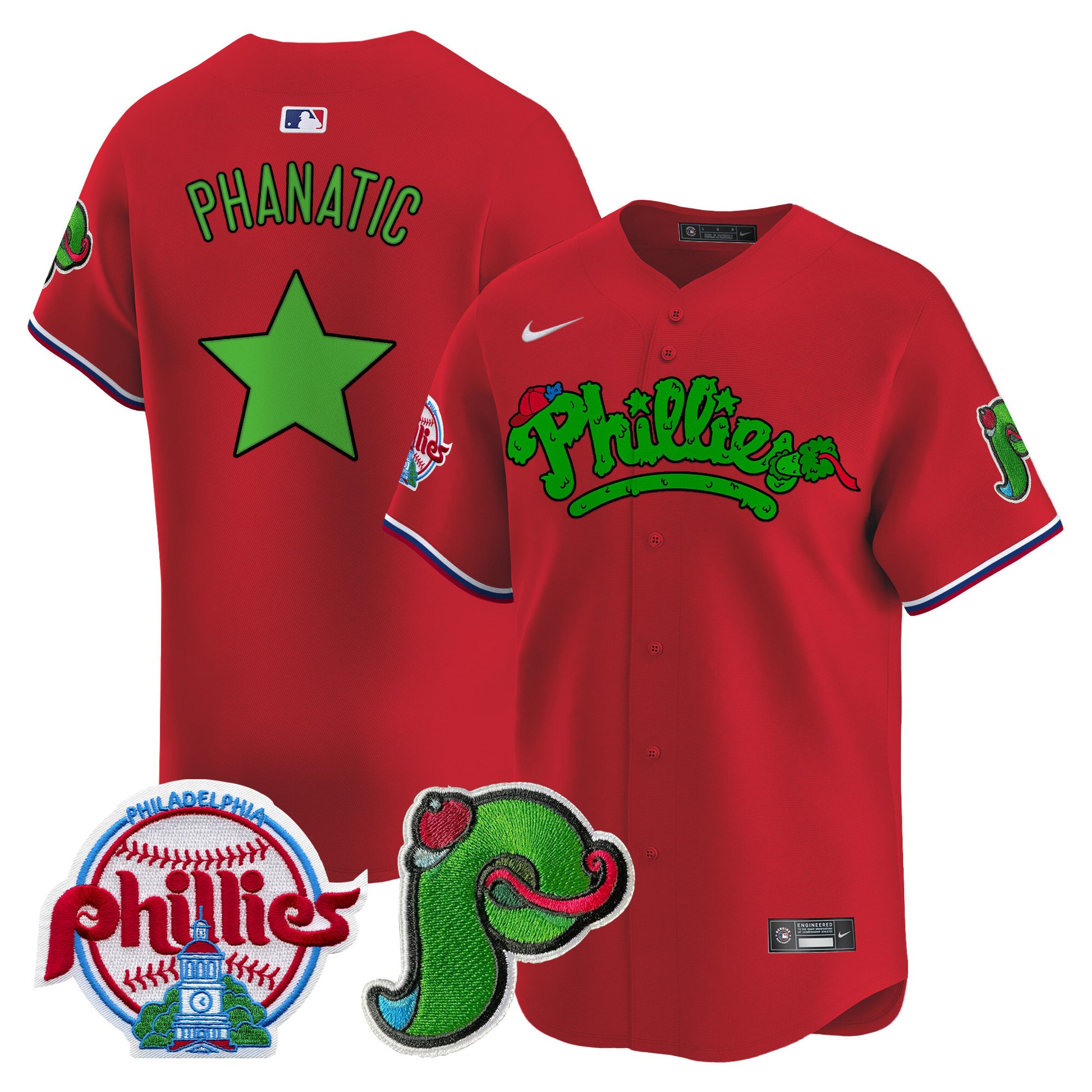 Men's Phillies Phanatic Patch Vapor Premier Limited Jersey V4 - All Stitched