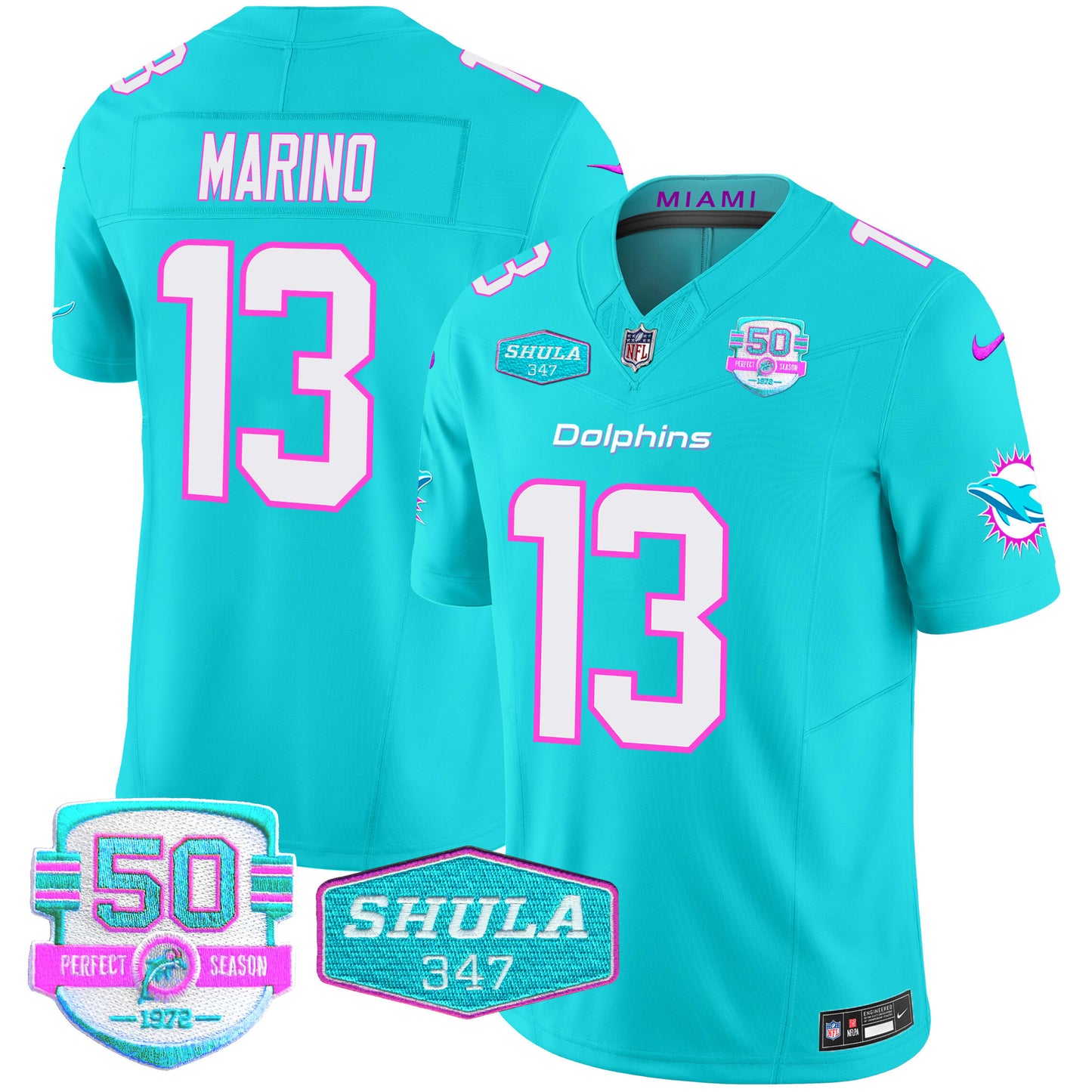Men's Dolphins "Miami Vice" Vapor Limited Jersey V2 - All Stitched