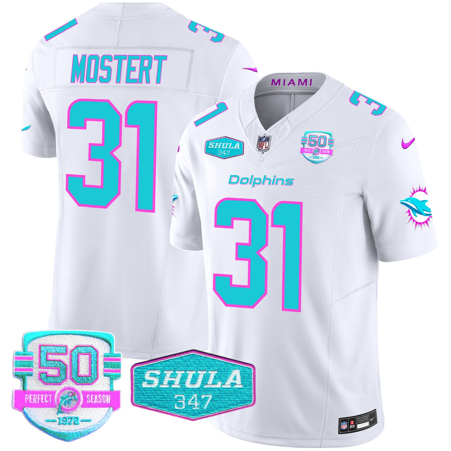 Men's Dolphins "Miami Vice" Vapor Limited Jersey V2 - All Stitched