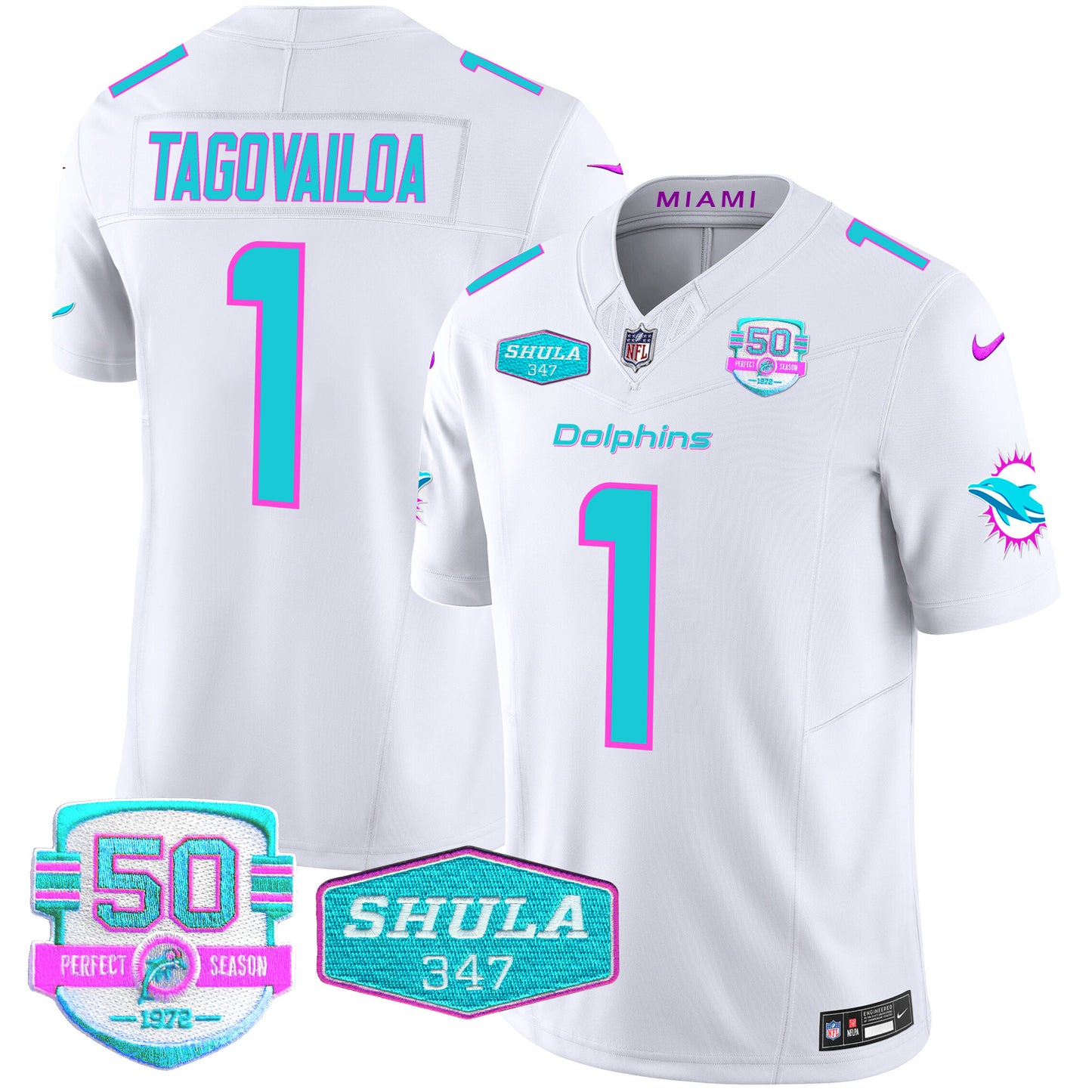 Men's Dolphins "Miami Vice" Vapor Limited Jersey V2 - All Stitched