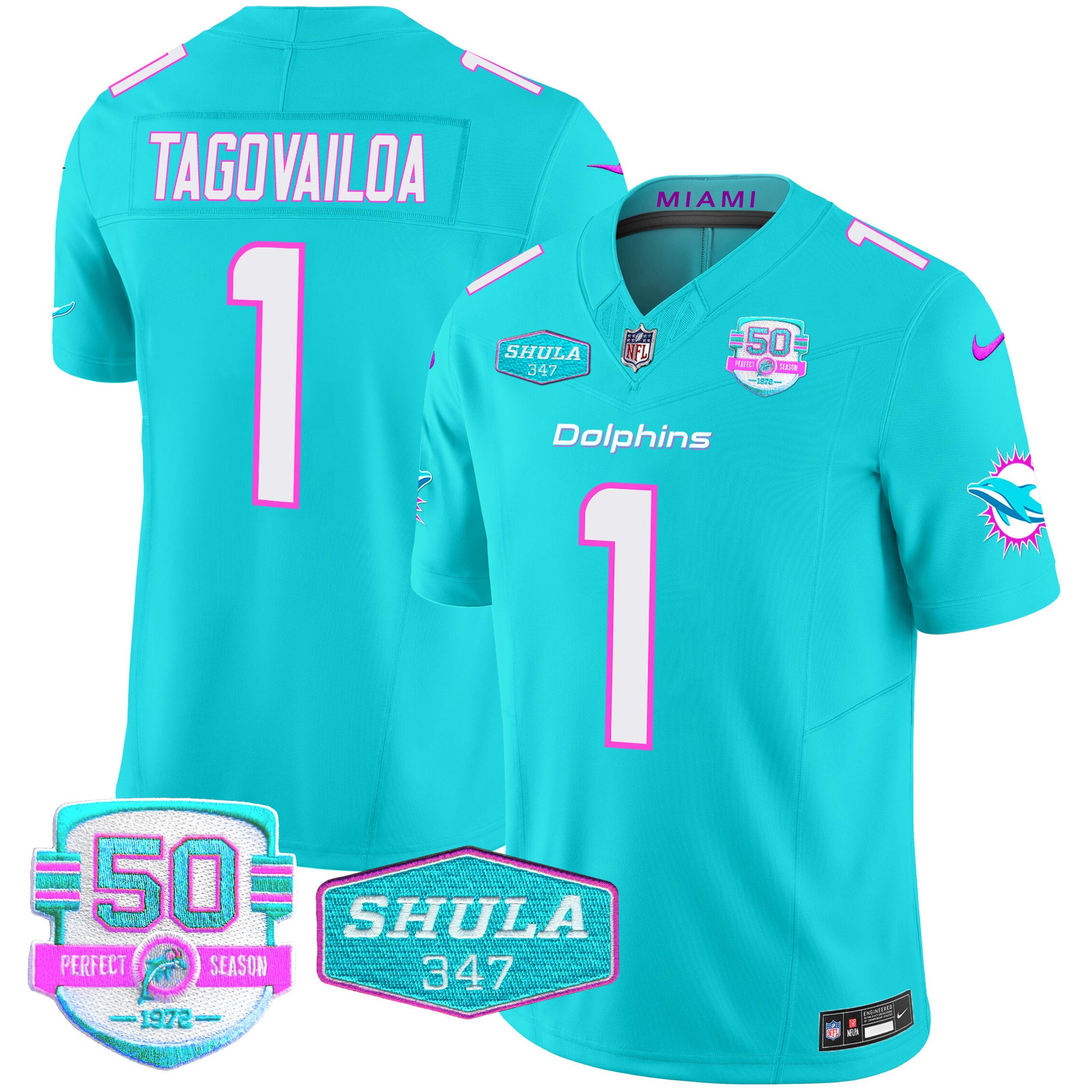 Men's Dolphins "Miami Vice" Vapor Limited Jersey V2 - All Stitched