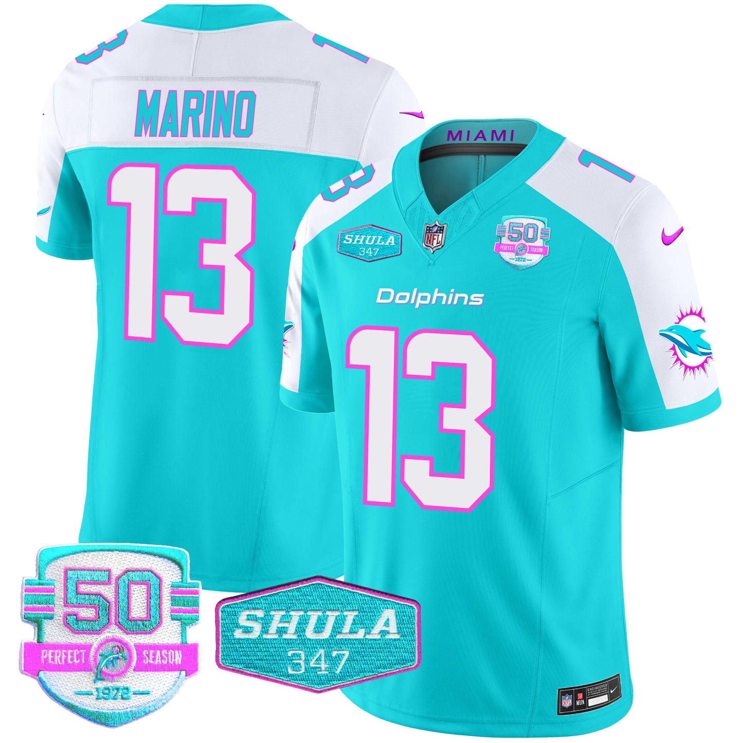 Men's Dolphins "Miami Vice" Vapor Limited Jersey V2 - All Stitched