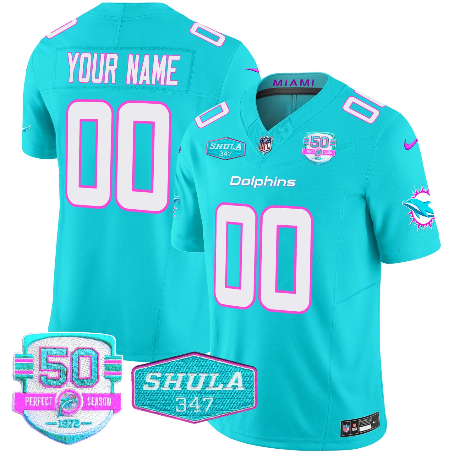 Dolphins "Miami Vice" Vapor Limited Custom Jersey V2 - All Stitched