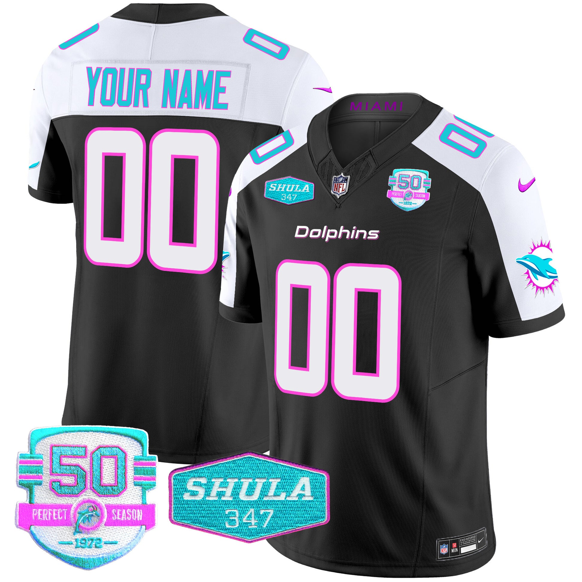 Dolphins "Miami Vice" Vapor Limited Custom Jersey V2 - All Stitched