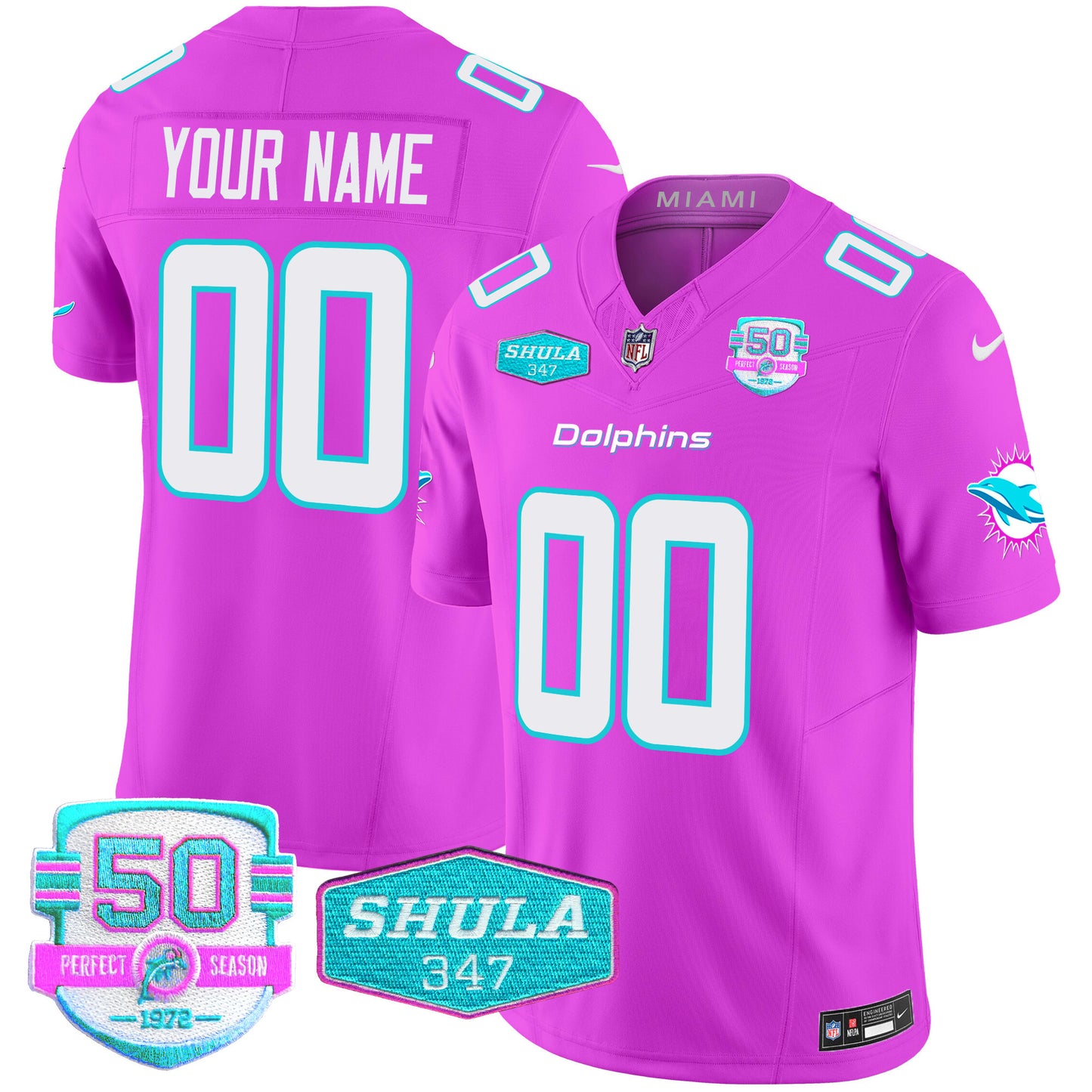 Dolphins "Miami Vice" Vapor Limited Custom Jersey V2 - All Stitched