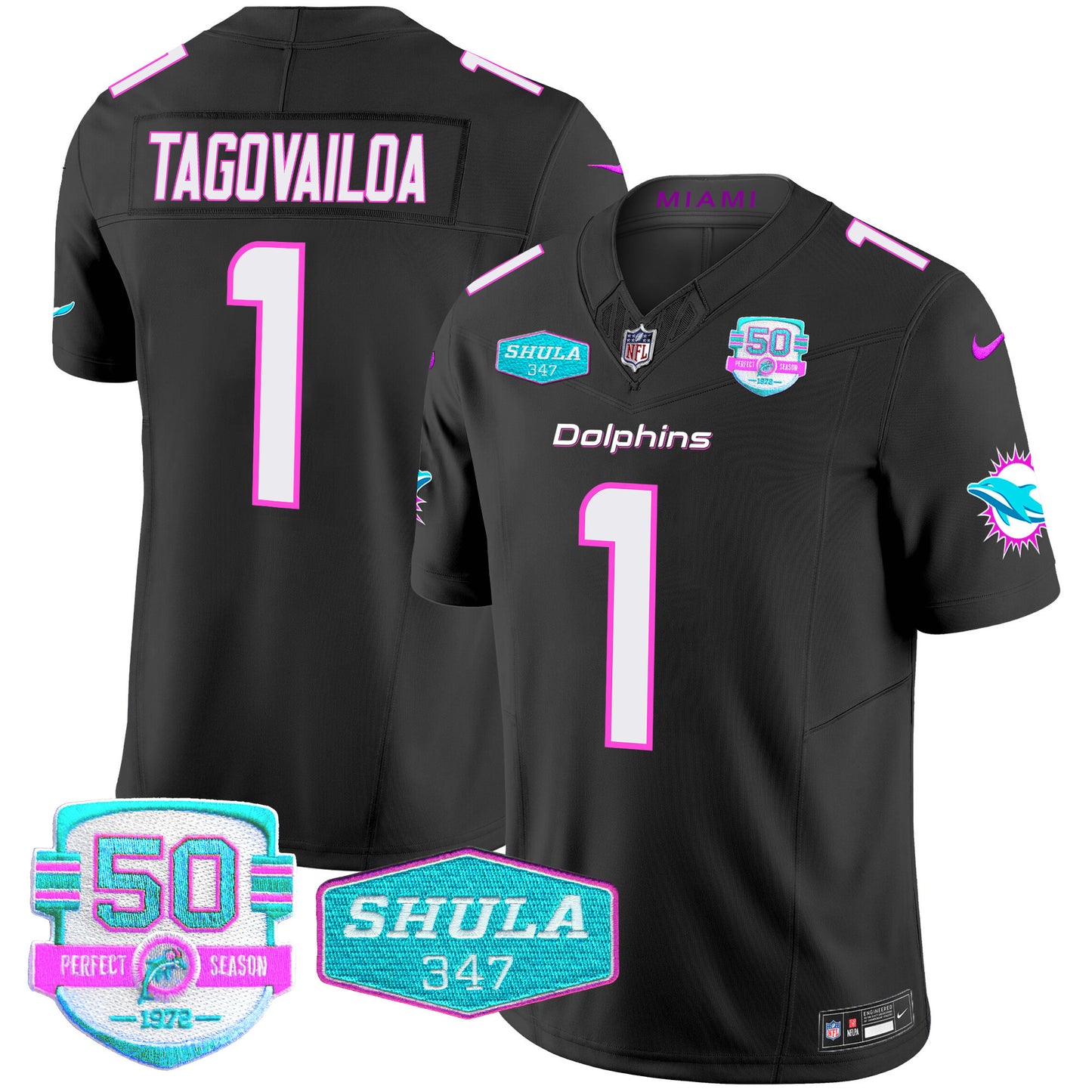 Men's Dolphins "Miami Vice" Vapor Limited Jersey V2 - All Stitched