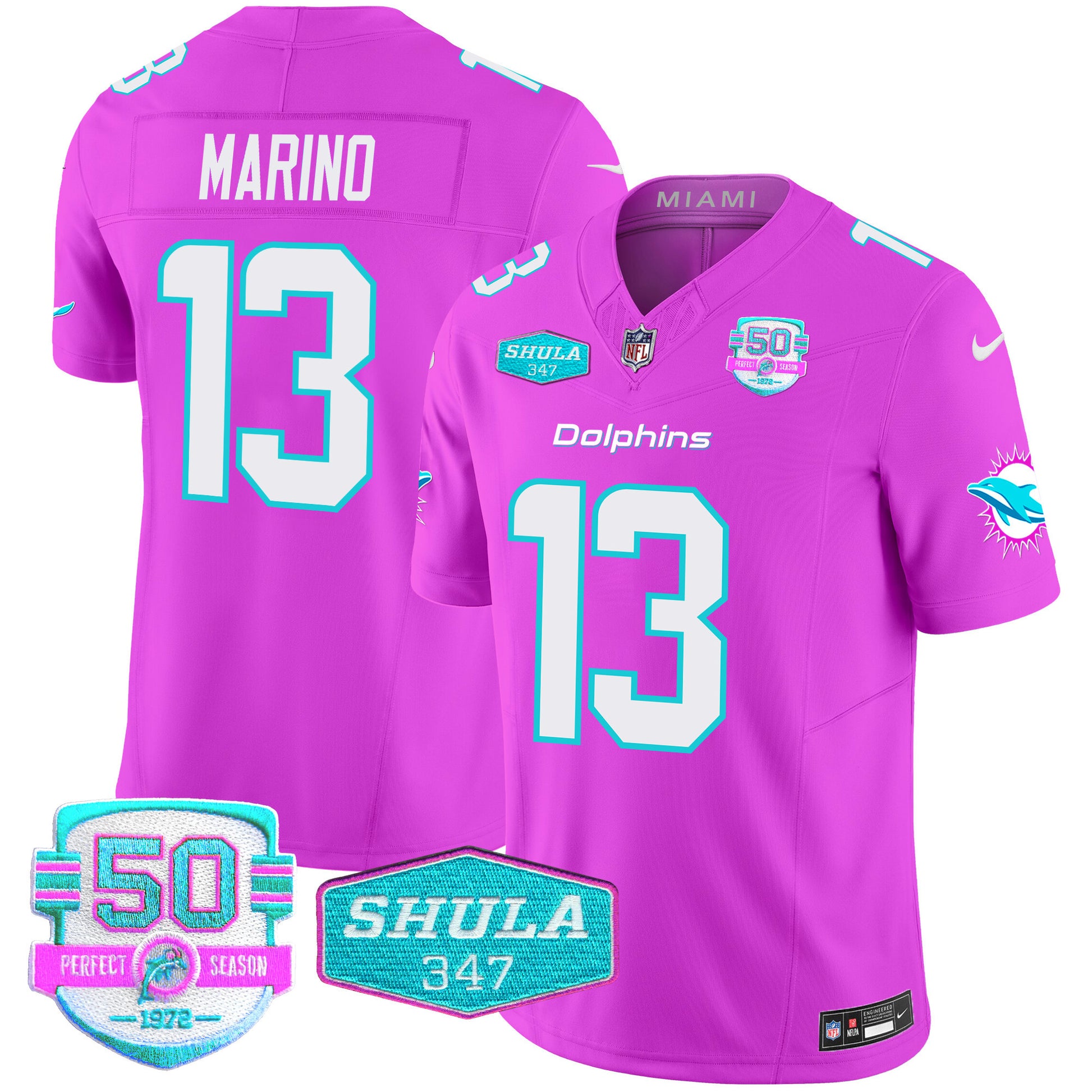 Men's Dolphins "Miami Vice" Vapor Limited Jersey V2 - All Stitched