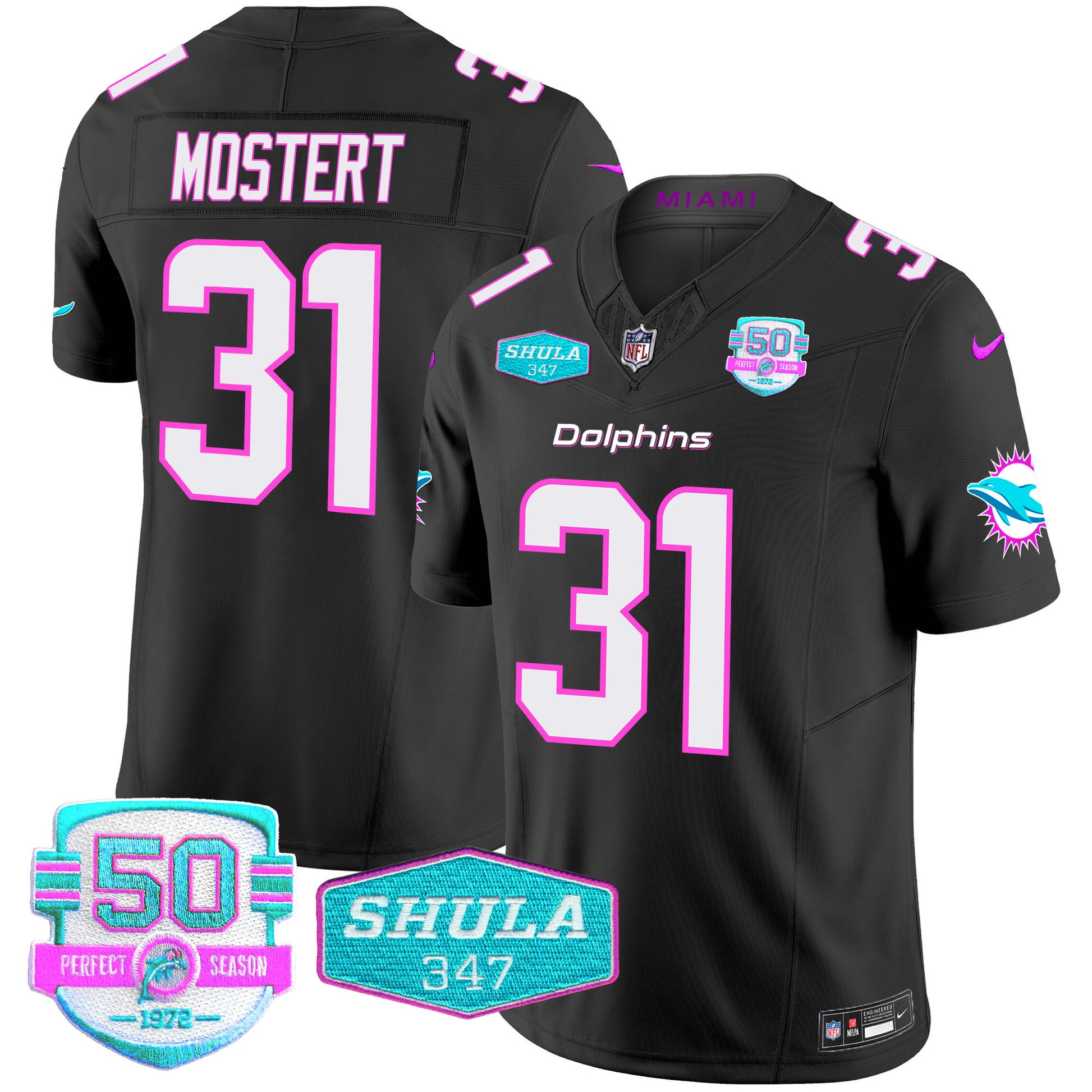 Men's Dolphins "Miami Vice" Vapor Limited Jersey V2 - All Stitched