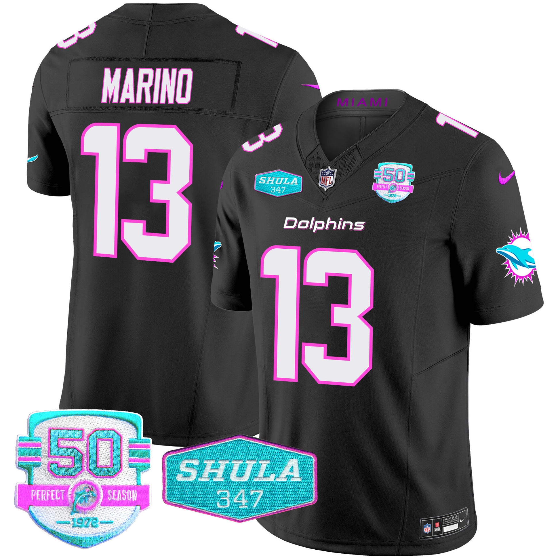 Men's Dolphins "Miami Vice" Vapor Limited Jersey V2 - All Stitched