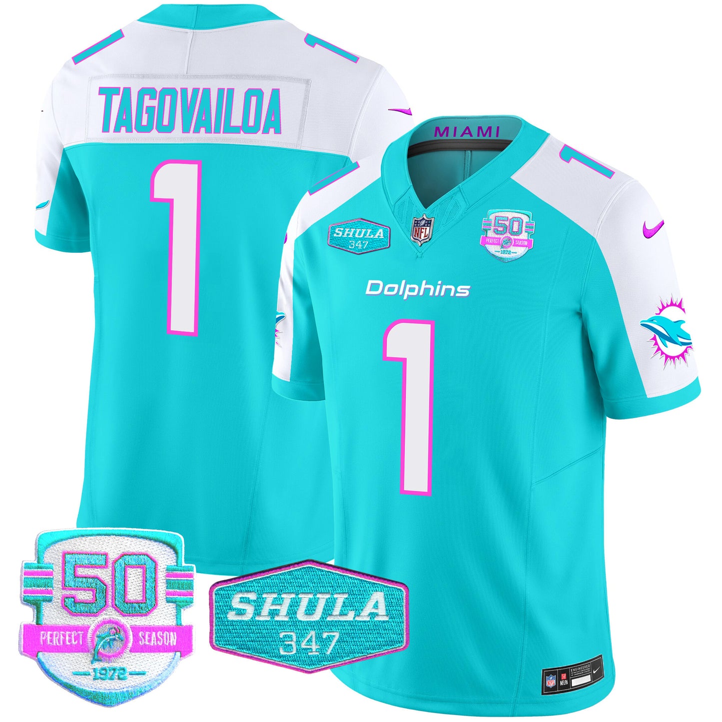 Men's Dolphins "Miami Vice" Vapor Limited Jersey V2 - All Stitched