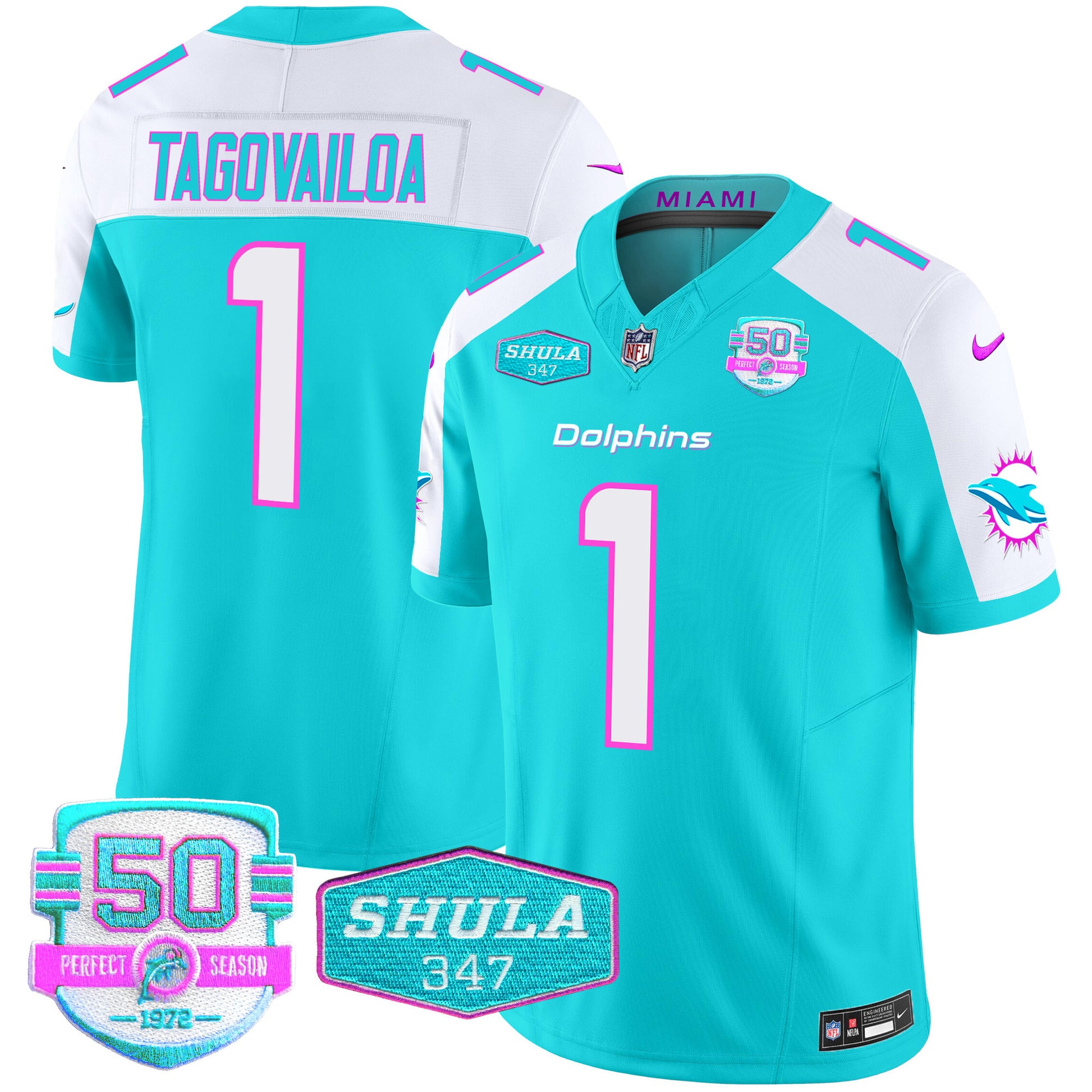 Men's Dolphins "Miami Vice" Vapor Limited Jersey V2 - All Stitched