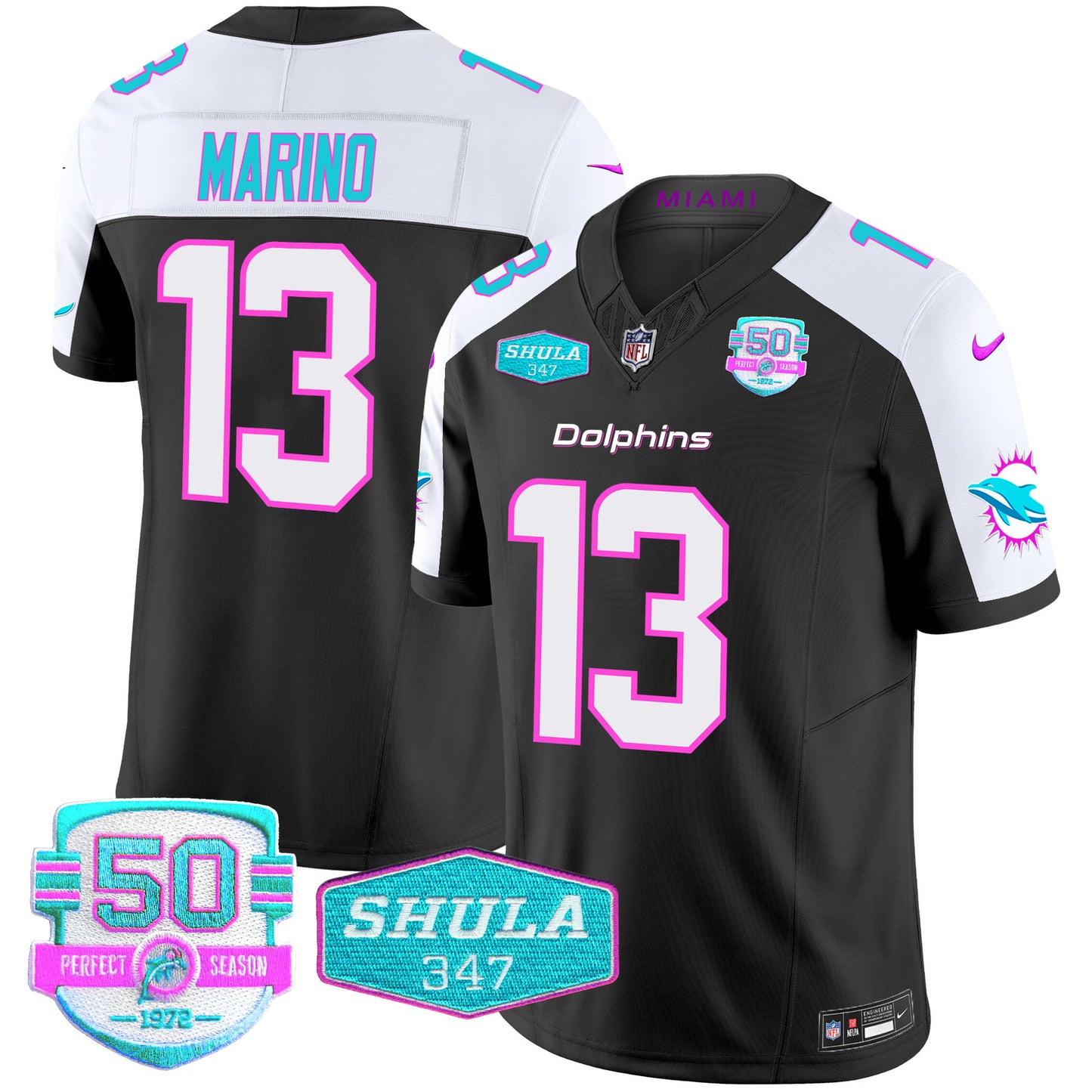 Men's Dolphins "Miami Vice" Vapor Limited Jersey V2 - All Stitched
