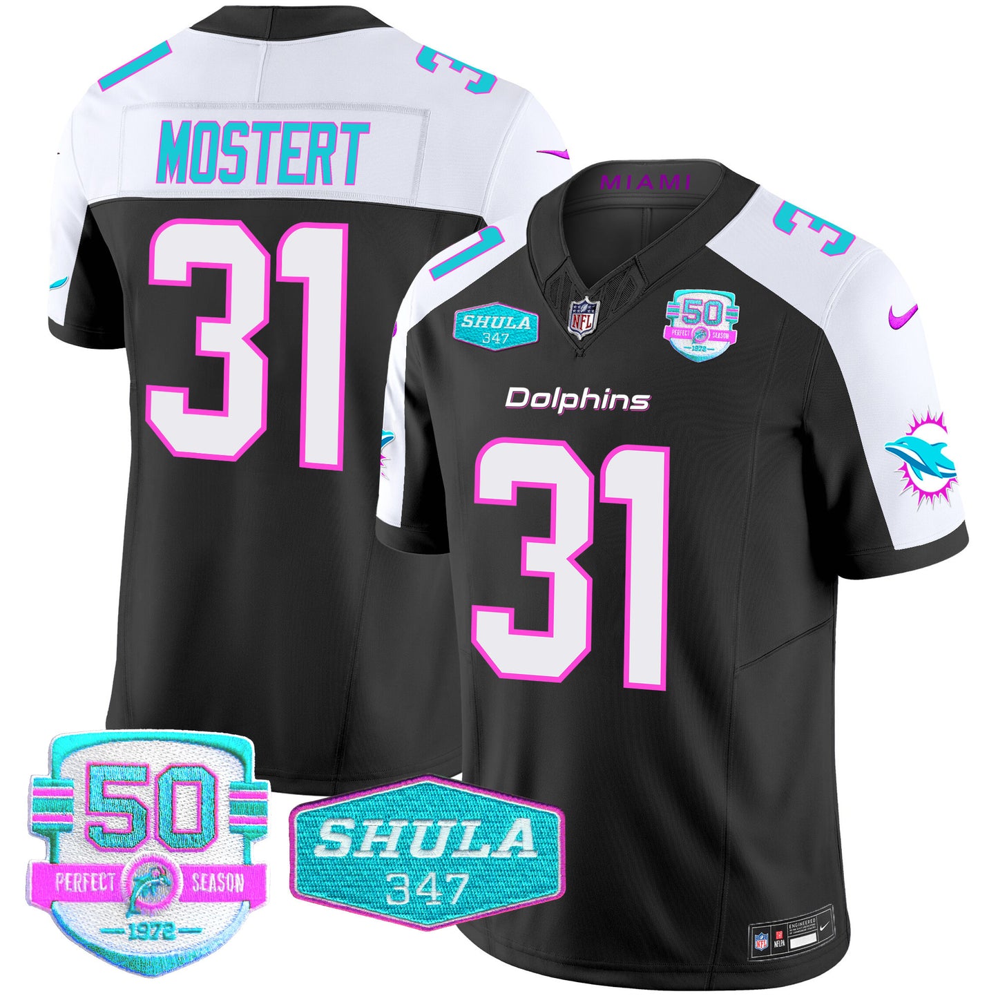 Men's Dolphins "Miami Vice" Vapor Limited Jersey V2 - All Stitched