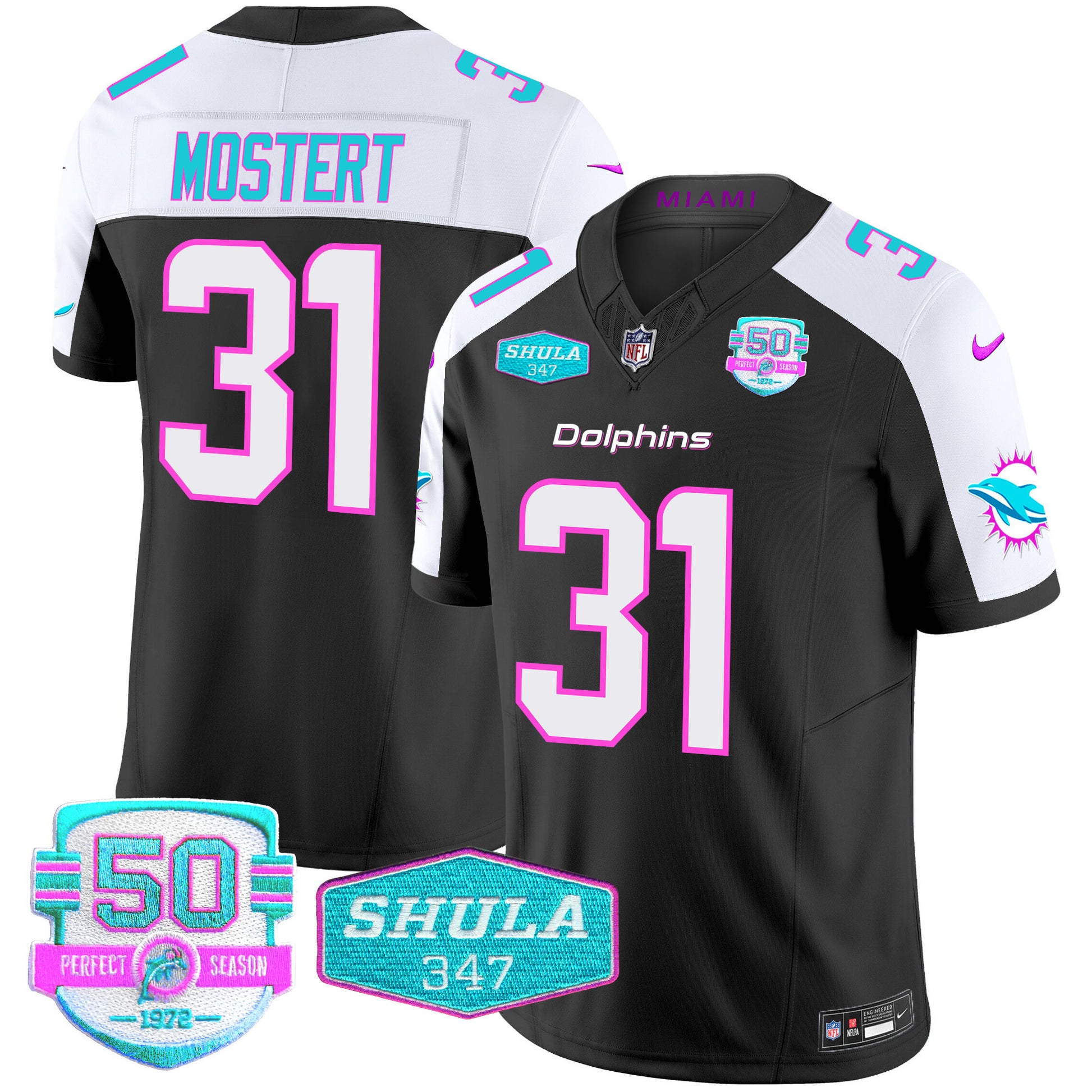 Men's Dolphins "Miami Vice" Vapor Limited Jersey V2 - All Stitched