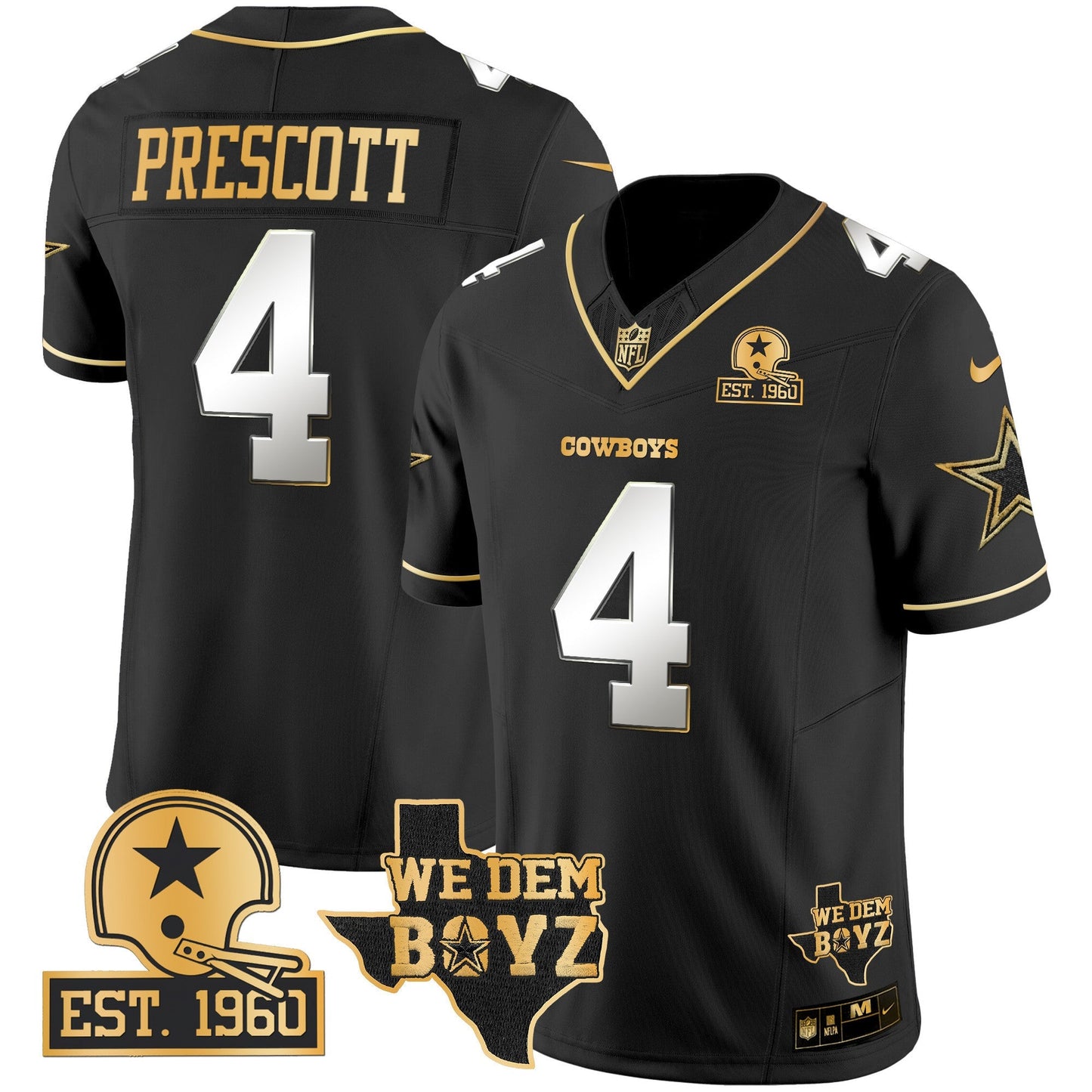 Men's Cowboys Est. 1960 & We Dem Boyz Patch Gold Vapor Limited Jersey V2 - All Stitched