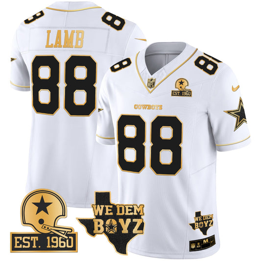 Men's Cowboys Est. 1960 & We Dem Boyz Patch Gold Vapor Limited Jersey V2 - All Stitched