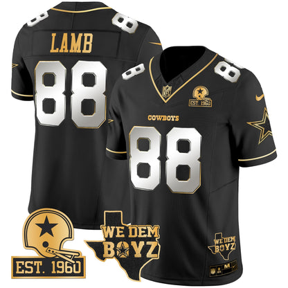 Men's Cowboys Est. 1960 & We Dem Boyz Patch Gold Vapor Limited Jersey V2 - All Stitched