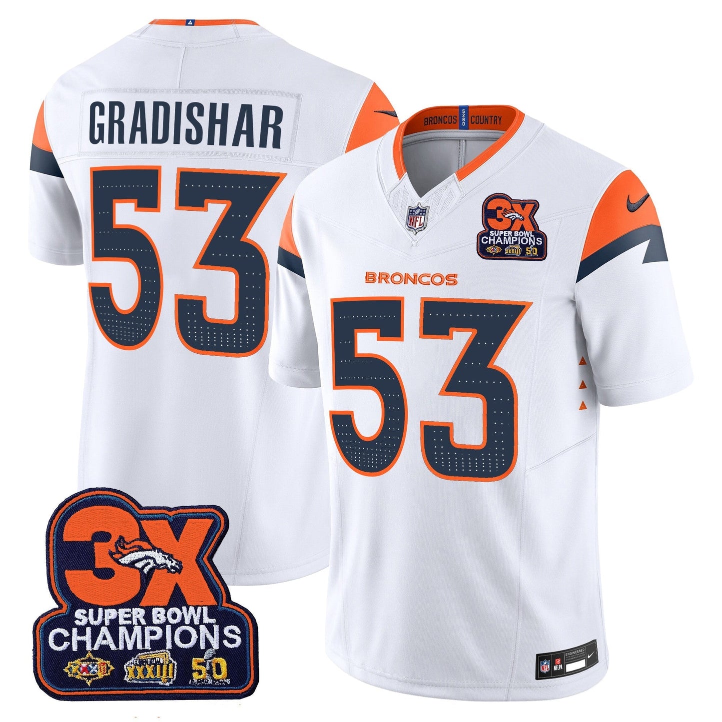 DEN 3-Time Champions Patch Vapor Limited Jersey - All Stitched