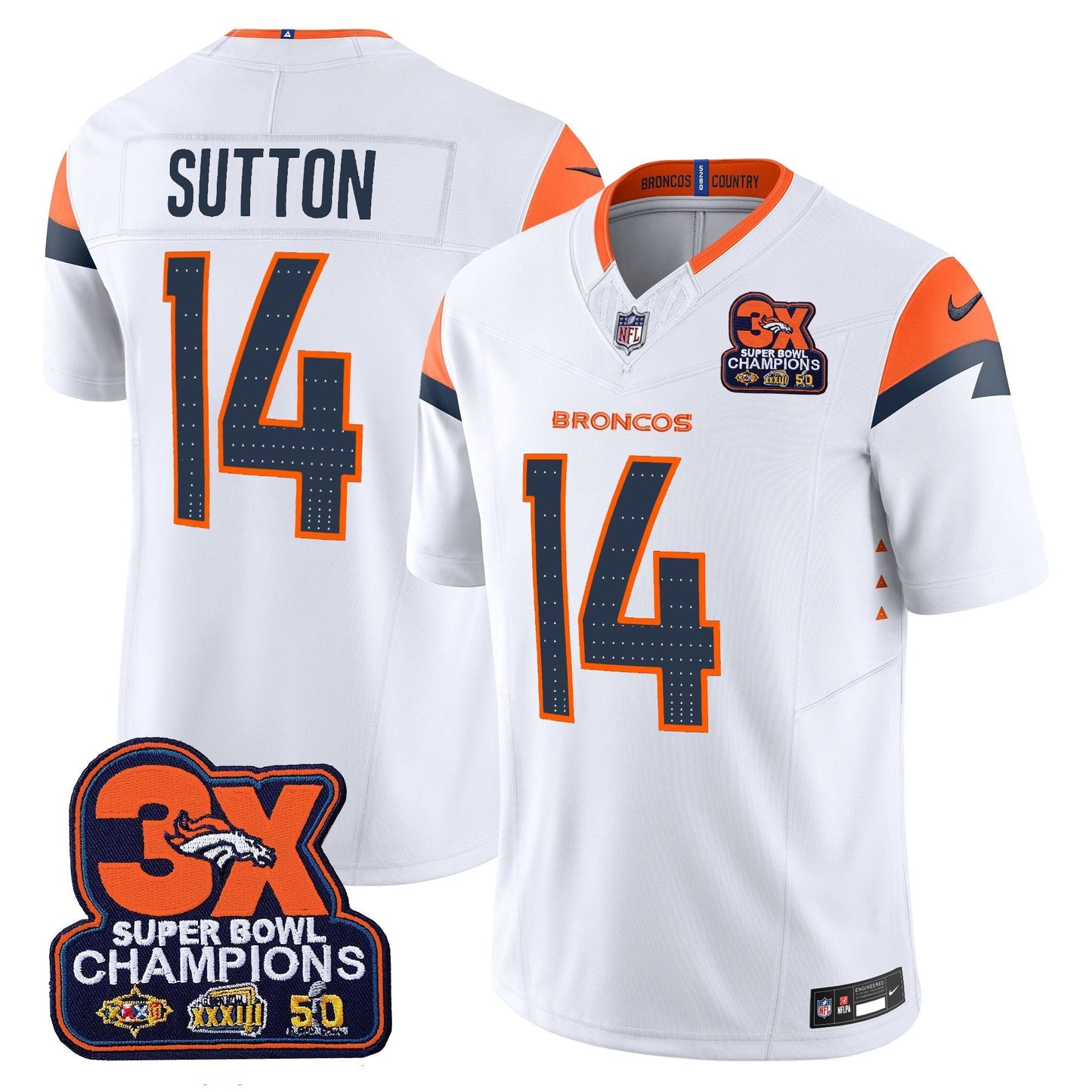 DEN 3-Time Champions Patch Vapor Limited Jersey - All Stitched