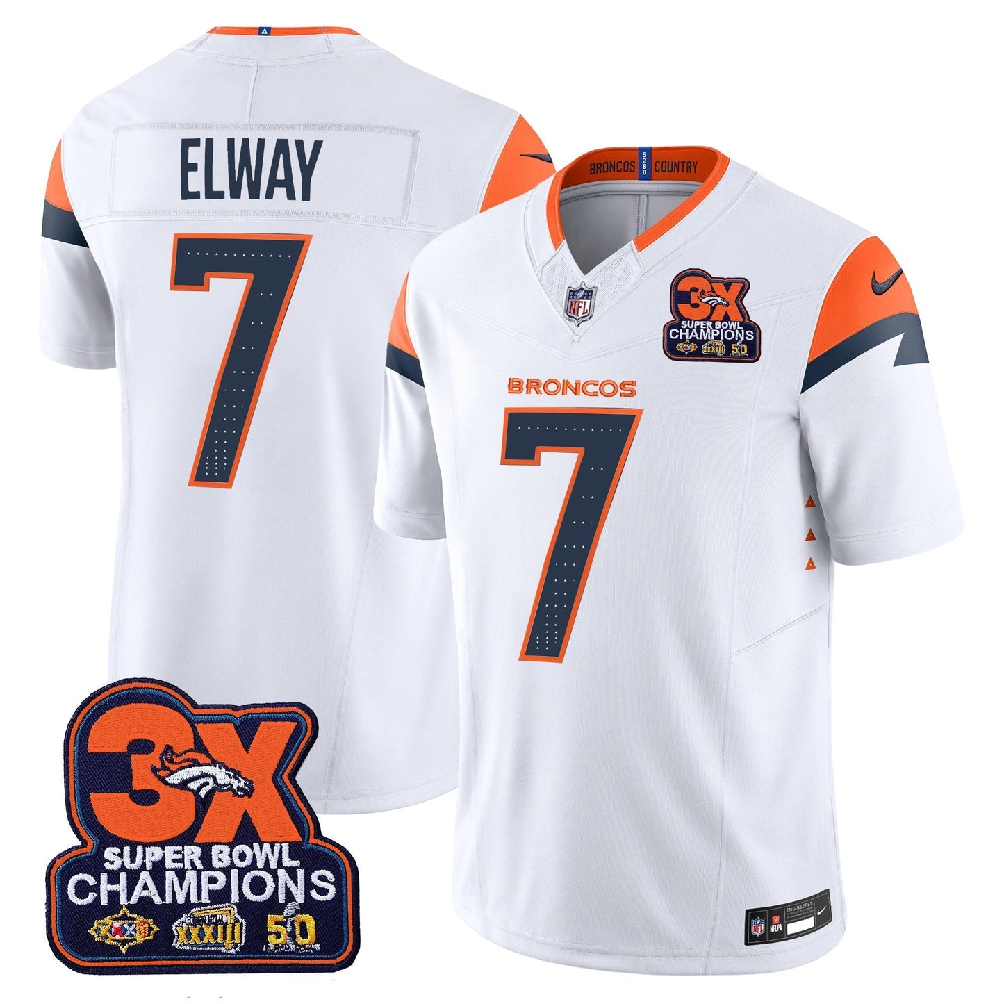 DEN 3-Time Champions Patch Vapor Limited Jersey - All Stitched