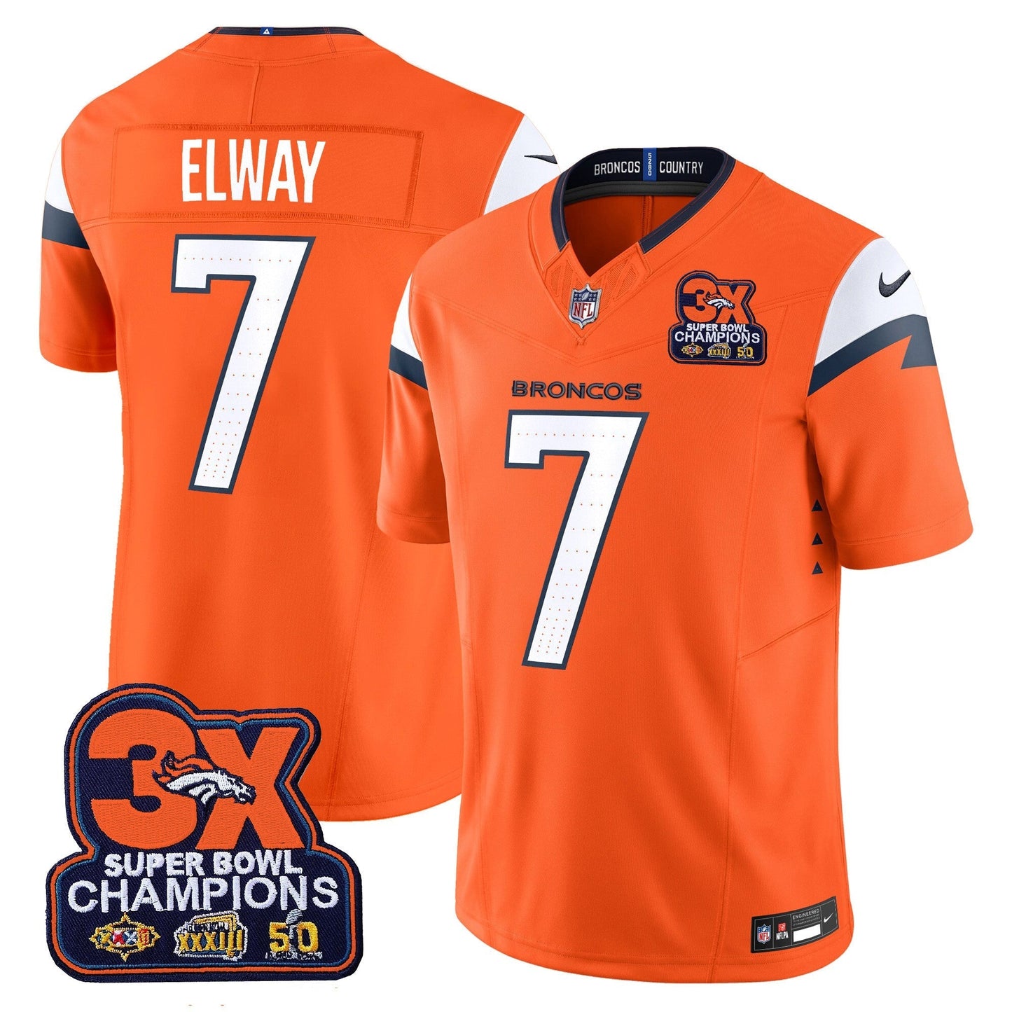 DEN 3-Time Champions Patch Vapor Limited Jersey - All Stitched