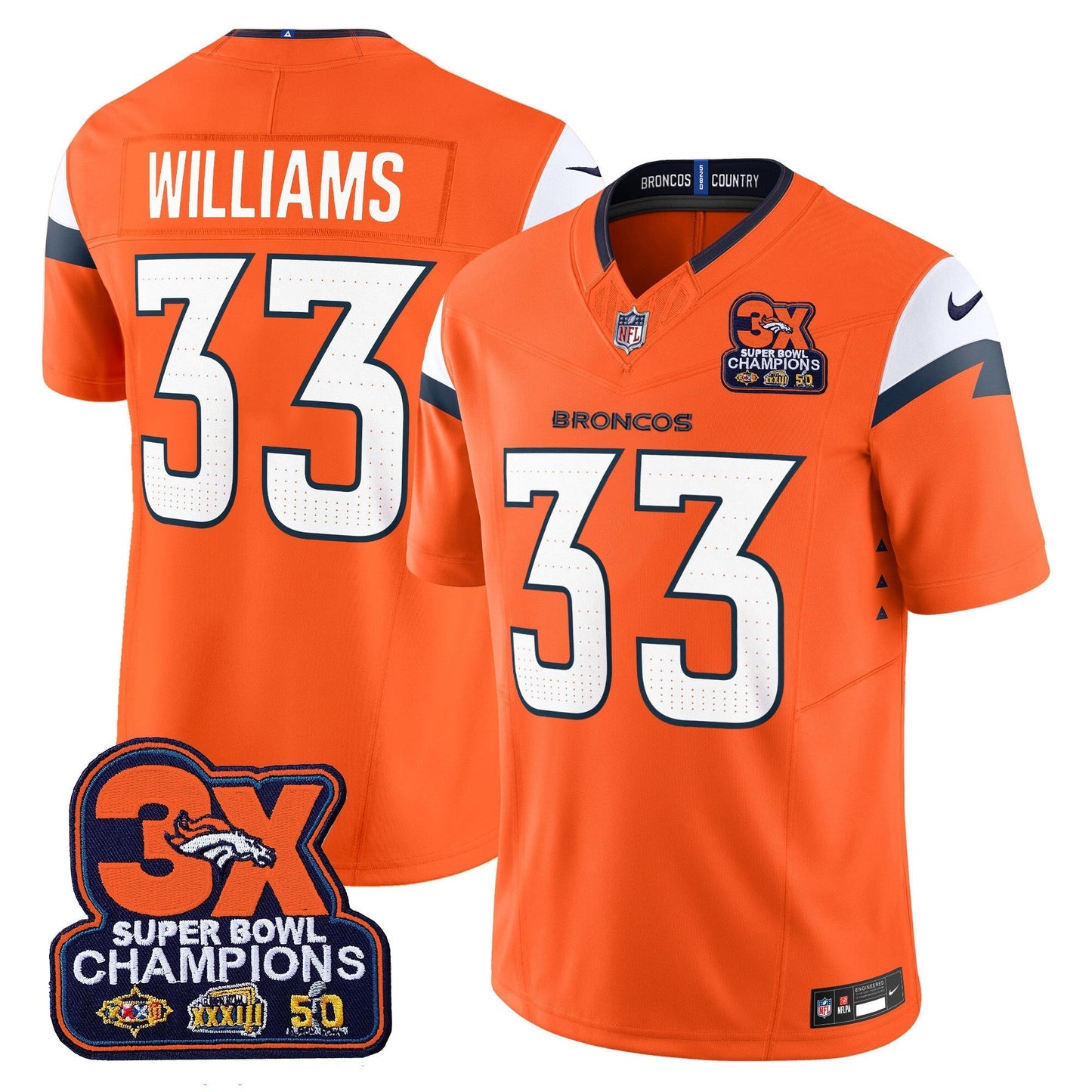 DEN 3-Time Champions Patch Vapor Limited Jersey - All Stitched