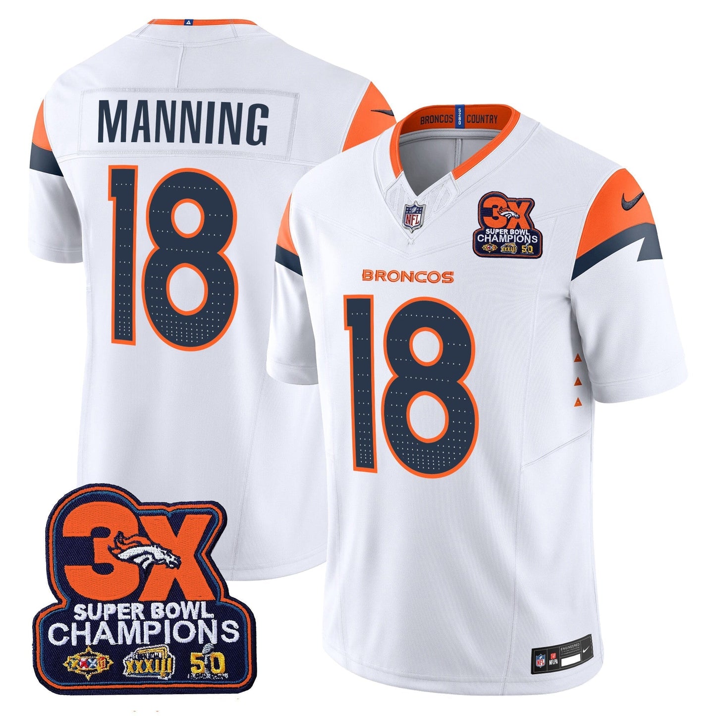 DEN 3-Time Champions Patch Vapor Limited Jersey - All Stitched