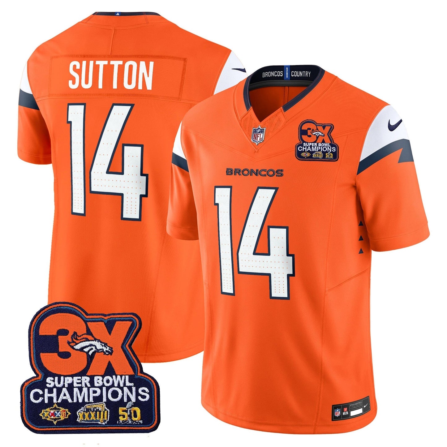 DEN 3-Time Champions Patch Vapor Limited Jersey - All Stitched
