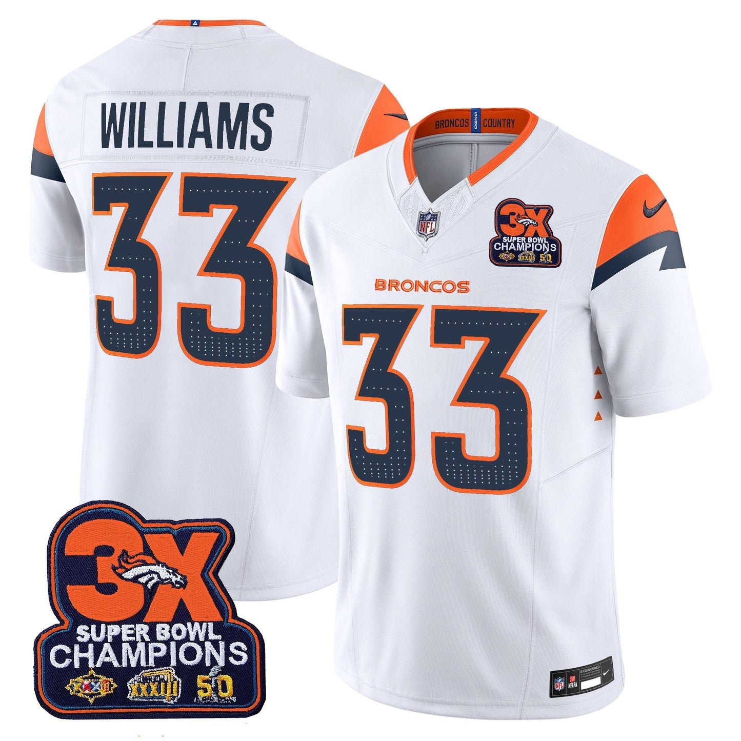 DEN 3-Time Champions Patch Vapor Limited Jersey - All Stitched