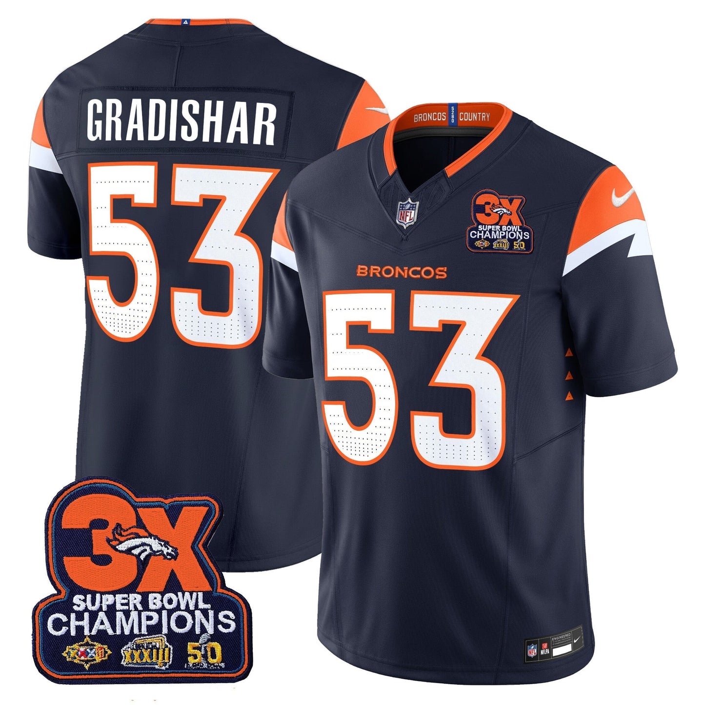 DEN 3-Time Champions Patch Vapor Limited Jersey - All Stitched