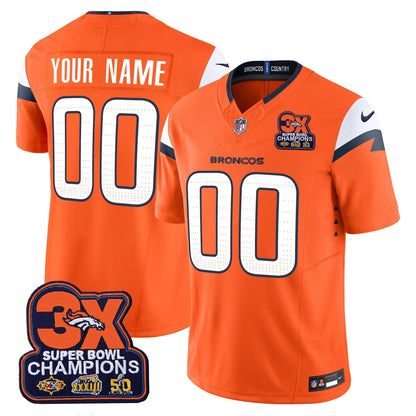 DEN 3-Time Champions Patch Vapor Limited Custom Jersey - All Stitched