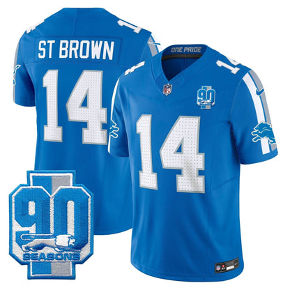 Detroit Lions 90th Year Patch Vapor Limited Jersey - All Stitched