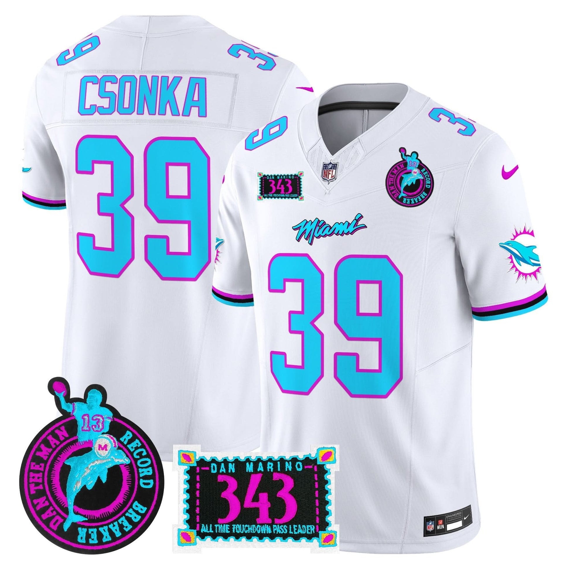 Dolphins Dan the Man Record Breaker Patch Vapor Limited Jersey - All Stitched