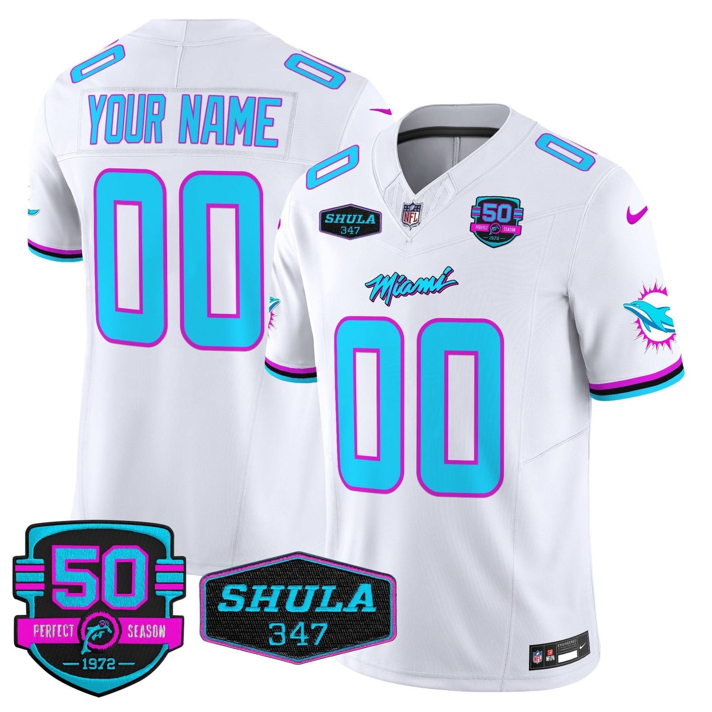 Dolphins Miami Vice Vapor Limited Custom Jersey V4 - All Stitched