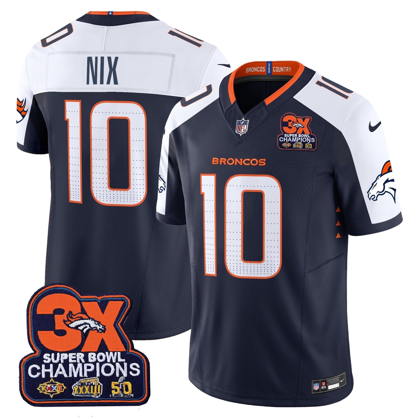 DEN 3-Time Champions Patch Vapor Limited Jersey - All Stitched