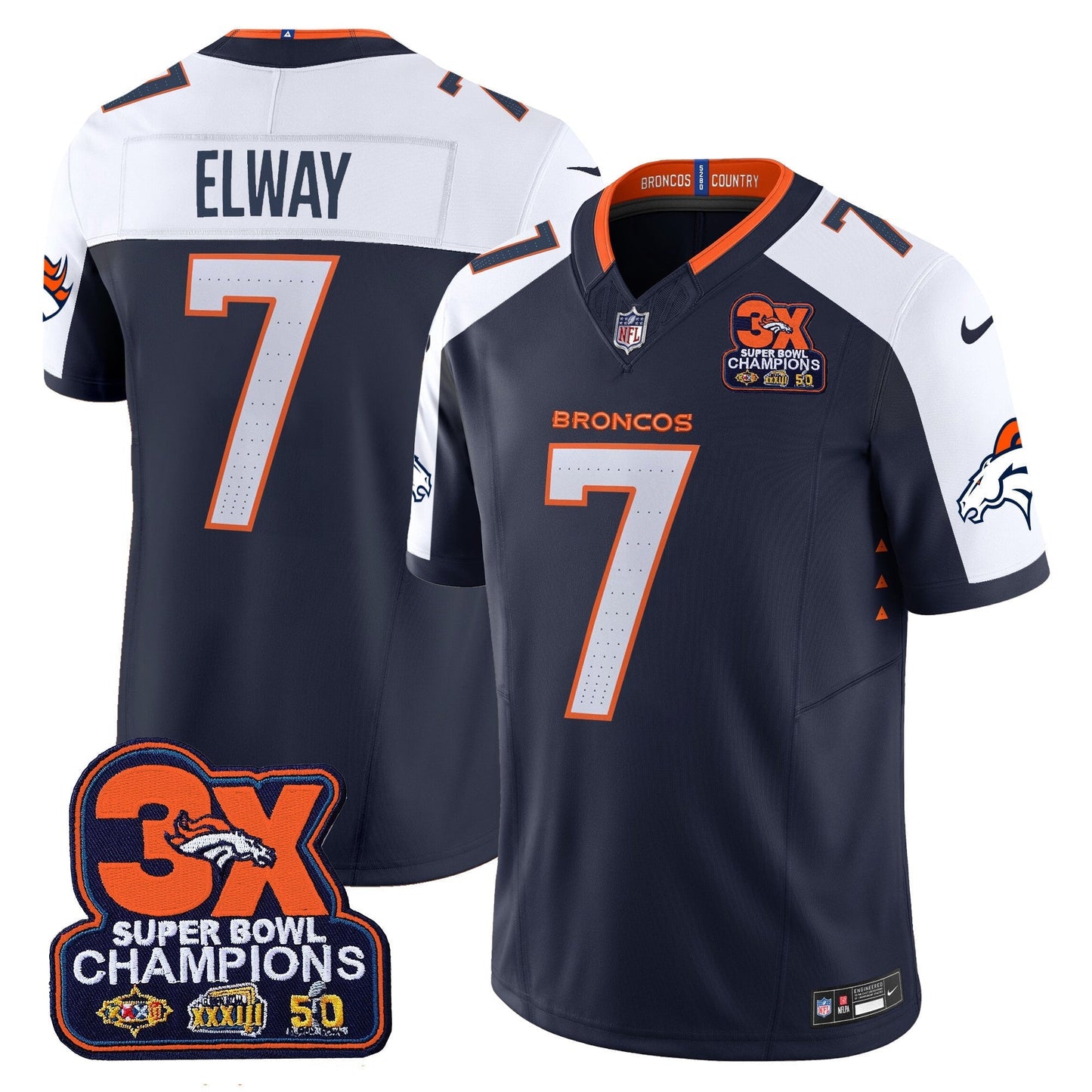 DEN 3-Time Champions Patch Vapor Limited Jersey - All Stitched