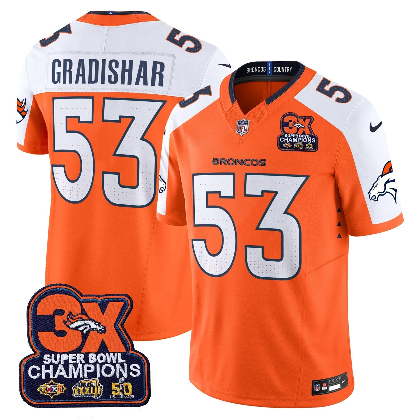 DEN 3-Time Champions Patch Vapor Limited Jersey - All Stitched
