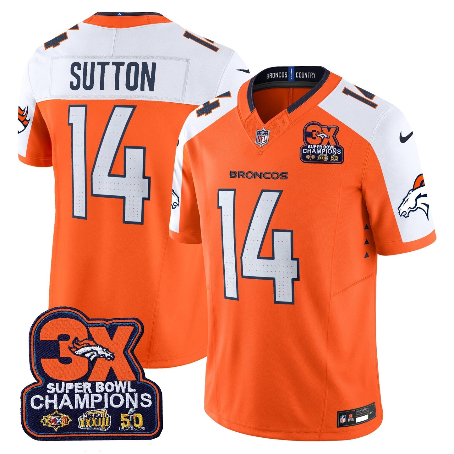 DEN 3-Time Champions Patch Vapor Limited Jersey - All Stitched
