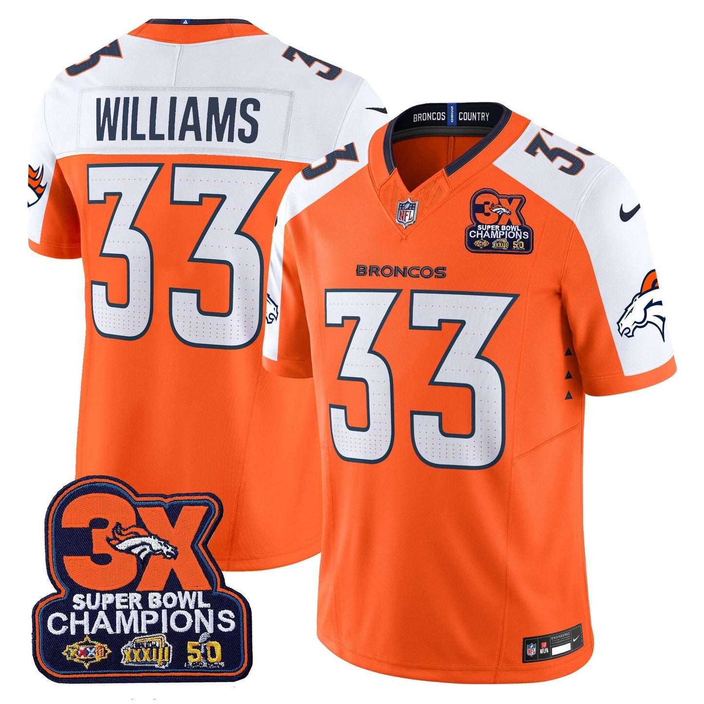 DEN 3-Time Champions Patch Vapor Limited Jersey - All Stitched
