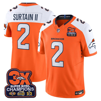 DEN 3-Time Champions Patch Vapor Limited Jersey - All Stitched