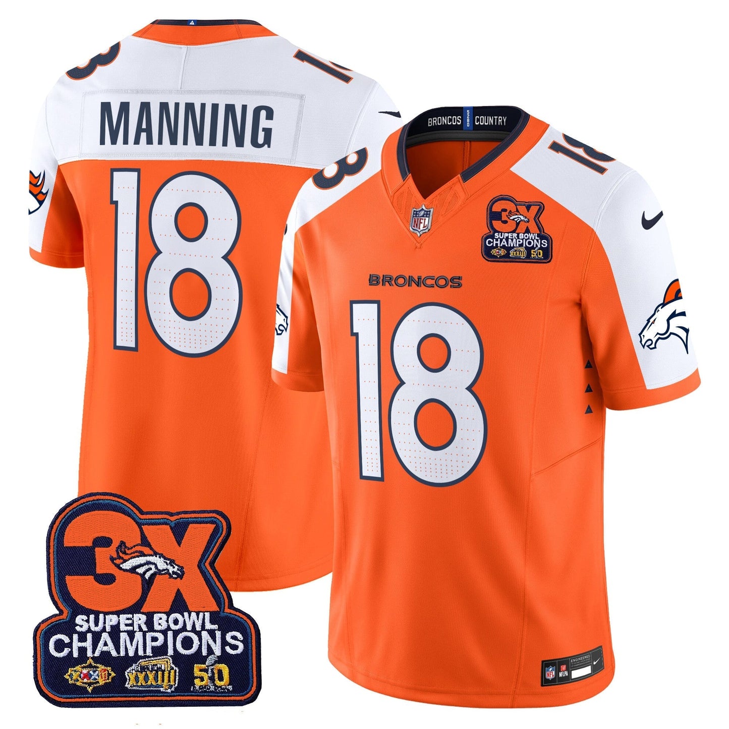 DEN 3-Time Champions Patch Vapor Limited Jersey - All Stitched