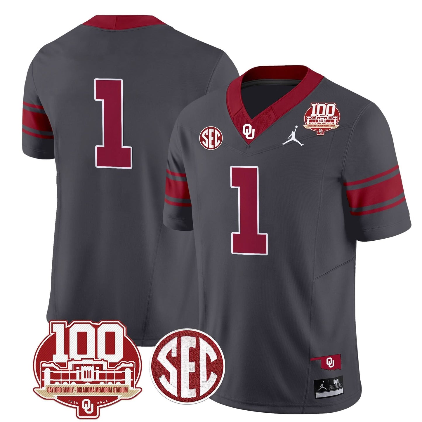 Oklahoma Sooners 100th Anniversary Patch Vapor Limited Jersey - All Stitched