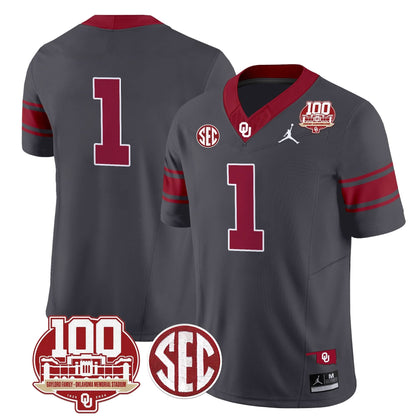 Oklahoma Sooners 100th Anniversary Patch Vapor Limited Jersey - All Stitched
