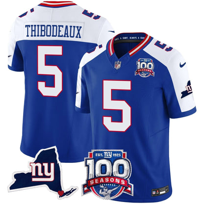 Men's New York Giants 100th Season & State Patch Vapor Limited Jersey - All Stitched