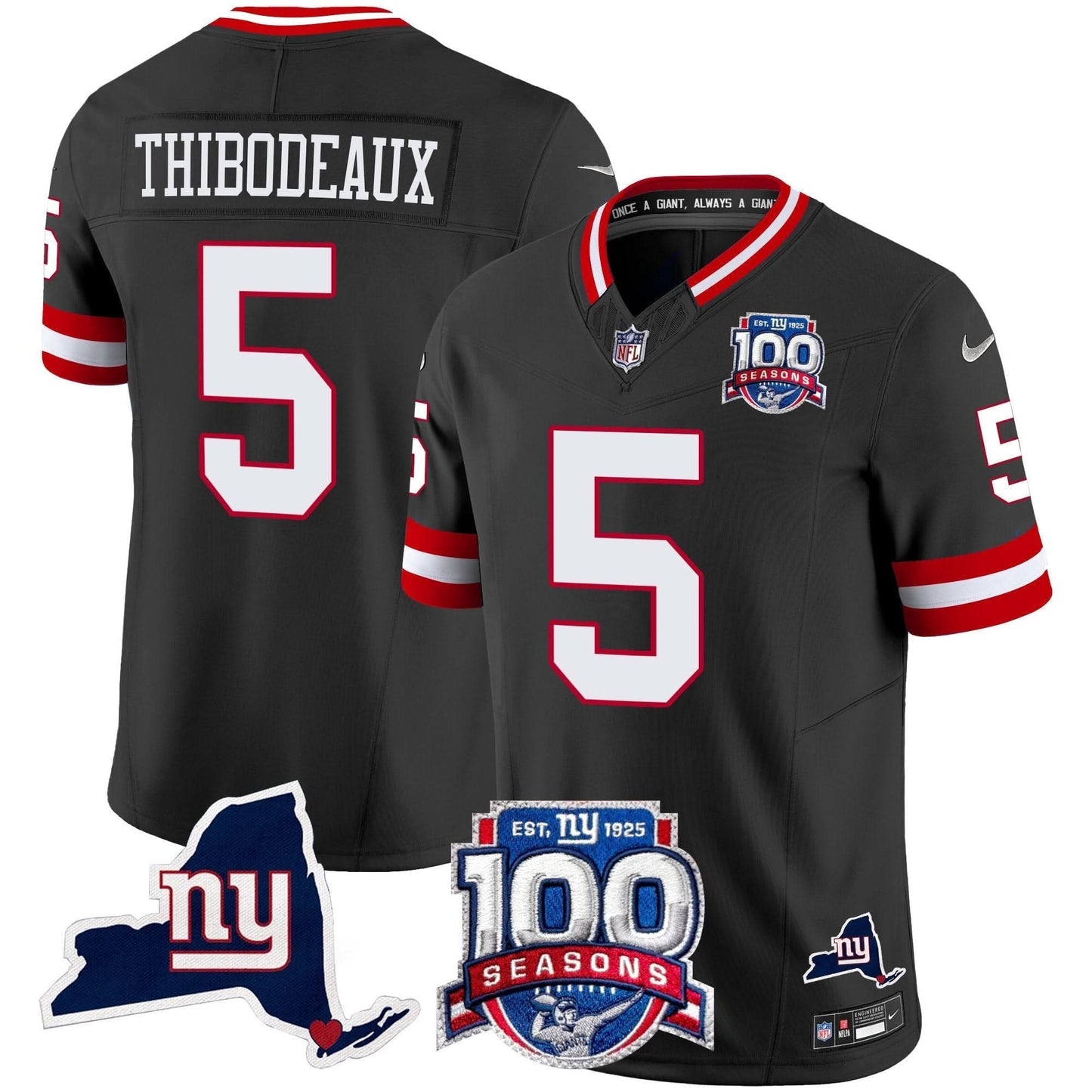 Men's New York Giants 100th Season & State Patch Vapor Limited Jersey - All Stitched